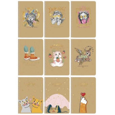 зошит на спіралі Школярик А5 96арк. крафт, тиснення, крем. блок, кліт. A5-SC-096-6132K  (1/54)