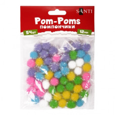 помпони Santi з голографічним люрексом, кольорові,d-12мм., 54шт./уп.  955441  (1/12/288)