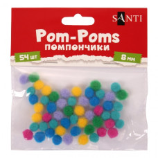 помпони Santi кольорові d-8мм. 54шт./уп.  955449  (12/288)