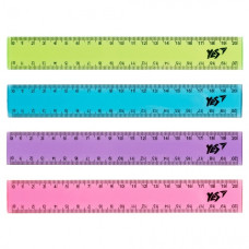 лінійка YES 20см. кольорова прозора  370332  (48/1152)