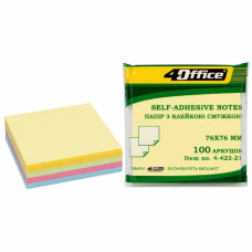 блок з клейким шаром 4Office 76х76мм. 100арк. неон мікс  4-423-21N  (12/288)
