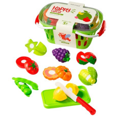 продукти на липучці овочі/фрукти, ніж, дошка, кошик, в карт. обгортці 21,5х16х10см.  666-107  (48)