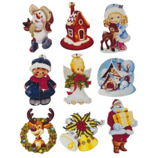 іграшки ялинкові дерев'яні кольорові (в ас-ті), один вид в упак.  (5)