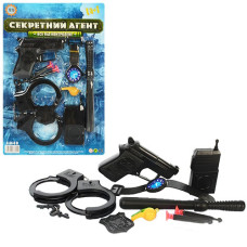 набір поліції пістолет, 2 присоски, наручники, годинник, свисток на бліс. 21,5х31х3см X 44-6 D (144)