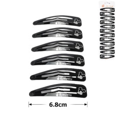 шпилька-"тік-так" чорна з написом "Romantic" 6,8см.  АВ 3315-50А (011998)  (12)