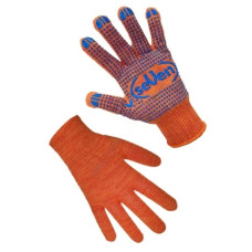 рукавиці Seven трикотажні помаранчеві з ПВХ крапкою  78212/69509  (10/400)