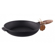 сковорідка-гриль чавунна лита 24х4см з дерев'яною ручкою  Т308