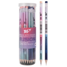 олівець чорнографітний YES Fusion круглий з гумкою в пл. тубі  280689  (36/540/2160)