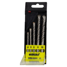 набір свердел по бетону циліндричних хвостових Сигма 5шт. (4, 5, 6, 8, 10мм.) в пл. кейсі  1719691