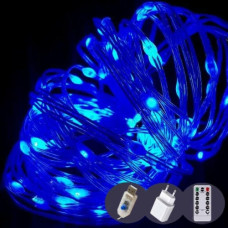 електрогірлянда роса-люкс 100 LED, 10м., USB, пульт ДК, синій колір  1900-02