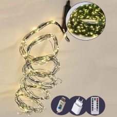 електрогірлянда пучок-роса 400 LED, 20 ліній по 2м., 8 режимів, USB, теплий білий колір  19261-07