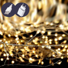 електрогірлянда штора мішура 200 LED, 3х0,6м., 10 ліній, 8 реж., USB, теплий білий колір  1945-07