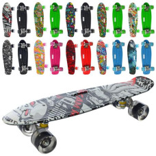 скейт пенні 55х15см., алюм. підв., колеса ПУ, світло, антиковз., принт  MS 0749-7  (10)