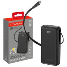 павербанк Titanum 20000mAh, 45W, PD, чорний  TPB-WCS20-B
