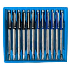 ручка Baixin мет. поворотна BP600S срібло з чорним/синім  (12)