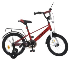 велосипед 14" PROFI Brave, SKD45, дзвоник, ліхтар, багажник, дод. кол., червоно-білий  МВ 14021  (1)