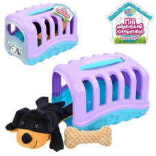 собака 17см. плюшева, переноска, в кул. 20х14х15см.  100К-Т-3  (72)