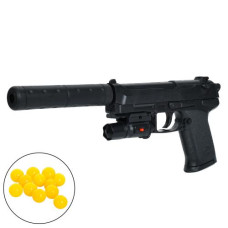 пістолет 33см., пластикові кулі, лазер, на батар. в кул. 18,5х24х3,5см.  SP3855-D+  (48)