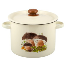 каструля емальована циліндрична 3,0л. Гриби з полими ручками  1612/2