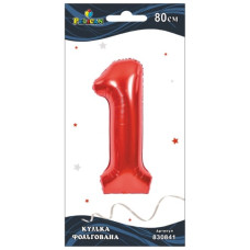 кулька-цифра фольгована Pelican  80см. червона "1"  830841  (5/20)