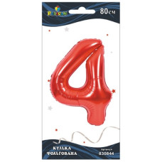 кулька-цифра фольгована Pelican  80см. червона "4"  830844  (5/20)