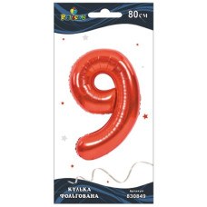 кулька-цифра фольгована Pelican  80см. червона "9"  830849  (5/20)