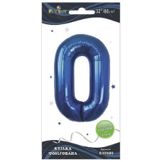 кулька-цифра фольгована Pelican  80см. індиго "0"  830980  (5/20)