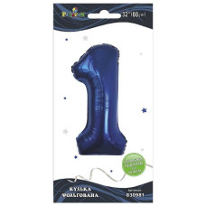 кулька-цифра фольгована Pelican  80см. індиго "1"  830981  (5/20)