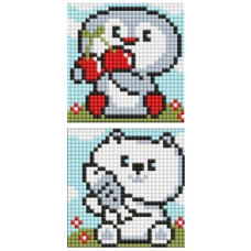 алмазна мозаїка Ідейка дитяча 9х9см. на магнітній основі "Пінгвін та ведмежатко" (2 сюжети)  AMG1092