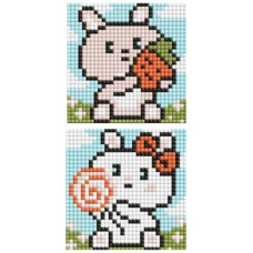 алмазна мозаїка Ідейка дитяча 9х9см. на самоклеючій основі "Милі зайченята" (2 сюжети)  AMS1093