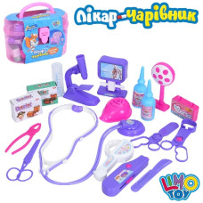 набір лікаря стетоскоп, мед. інструменти, у валізі в карт. обгортці 19,5х13х10см.  5608В  (36)