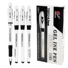 ручка Tianzhijao TZ-513 гелева чорна (білий корпус)  (12/144/1728)