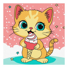 картина за номер. Ідейка 25х25см. дитяча "Малинове морозиво"  КНО6260