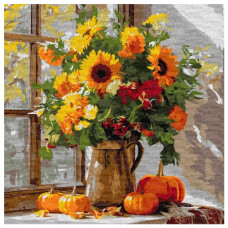 картина за номер. Ідейка 40х40см. "Осінній букет із соняхіви"  КНО5740