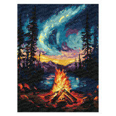 картина за номер. Ідейка 30х40см. "Північне сяйво" з фарбами металік  КНО6361