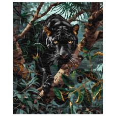 картина за номер. Ідейка 40х50см. "Граціозна пантера" з фарбами металік  КНО6619