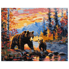 картина за номер. Ідейка 40х50см. "Ведмежа сім'я"  КНО6650
