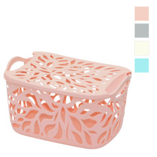 кошик з ручками пласт. 28х23х15см. з кришкою мереживо  КТМ-10-02