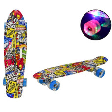 скейт пенні пластмаса/метал, колеса PU, світло  SC20427  (12)
