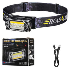 ліхтарик налобний з Li-Ion акум., Motion Sensor, ЗП Type-C, White+Yellow+Red PL-116/YY-19B-5SMD+5COB