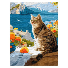 картина за номер. Ідейка 30х40см. "Мрійливий котик"  КНО6608
