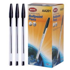 ручка Beifa AA201 кульк. чорна  (50/1600)