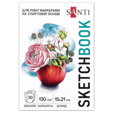 скетчбук Santi для спиртових маркерів "Blossom" А5, 30арк., 130гр./м2, клеєний  743213  (3)