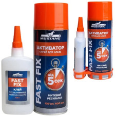 клей Mustang Fast Fix двокомпонентний 100гр. + спрей-активатор 400мл.  MG30