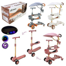 самокат триколісний, 2 колеса PU (світло), задне - пласт., батьк. ручка, складаний  SC822  (3)