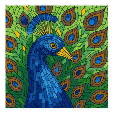 картина за номер. Ідейка 30х30см. "Вітраж. Павич"  КНО6788