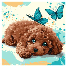 картина за номер. Ідейка 40х40см. "Милий пудель"  КНО6793