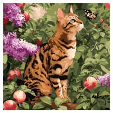 картина за номер. Ідейка 40х40см. "Бенгальський кіт"  КНО6794
