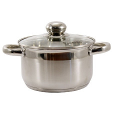 каструля нерж. сферична 3,6л. зі скляною кришкою  ZB-3.6 C