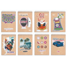 блокнот на спіралі Бріск SKILL СБВ-15К  Kraft А6/80арк., верхня спіраль  (8/160)